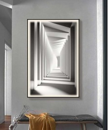 Black Frame 80*120 Cm Black 3D Efeect Crytsall Porsalein Painting With Led Light